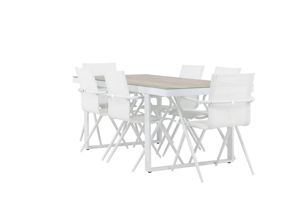 Venture Home Merlo Dining Table - White/Whitewash +Alina Dining Chair - white Alu / White Textilene _6