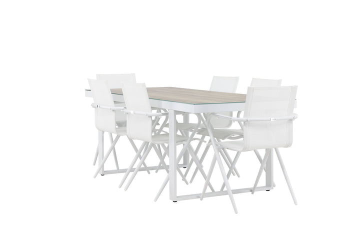 Venture Home Merlo Dining Table - White/Whitewash +Alina Dining Chair - white Alu / White Textilene _6