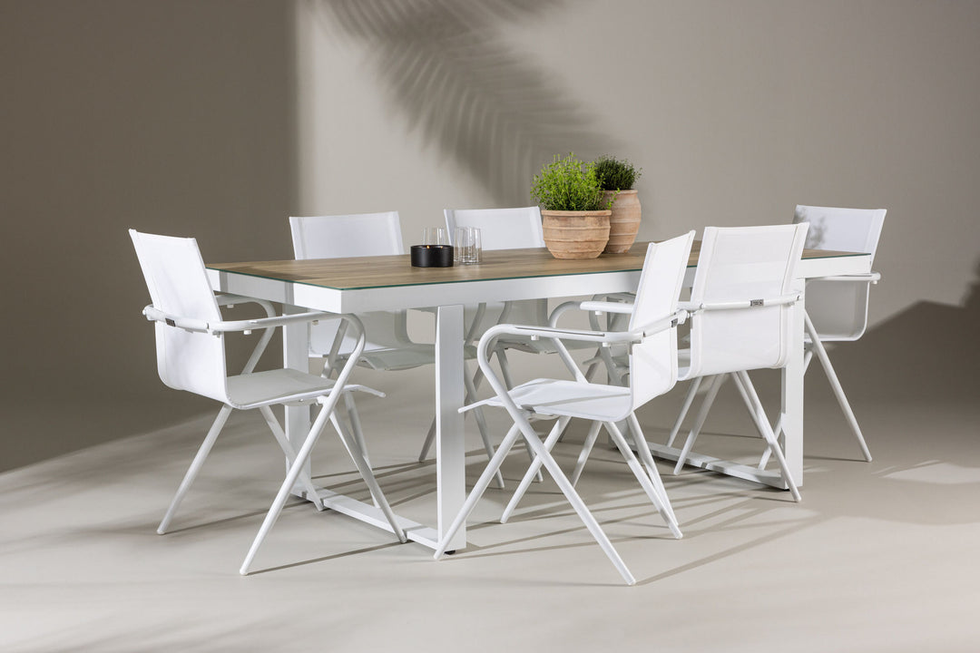 Venture Home Merlo Dining Table - White/Whitewash +Alina Dining Chair - white Alu / White Textilene _6