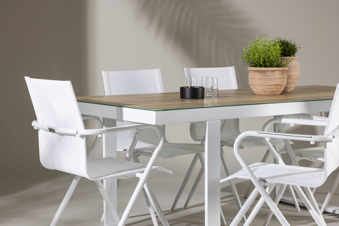Venture Home Merlo Dining Table - White/Whitewash +Alina Dining Chair - white Alu / White Textilene _6