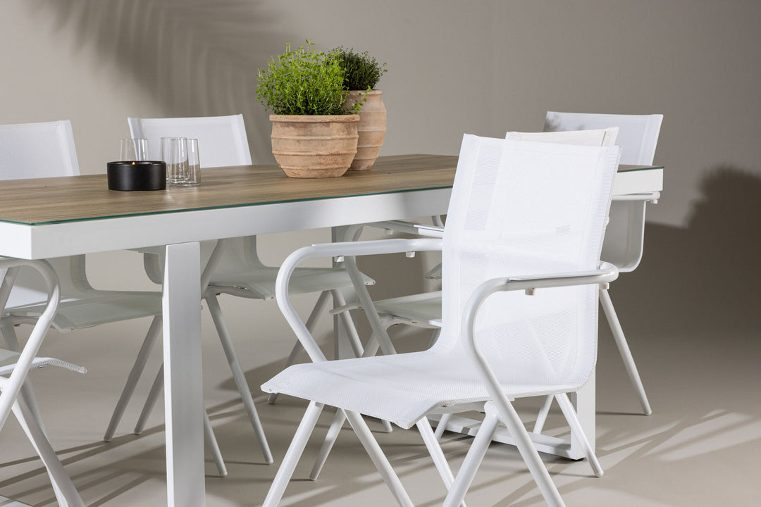 Venture Home Merlo Dining Table - White/Whitewash +Alina Dining Chair - white Alu / White Textilene _6