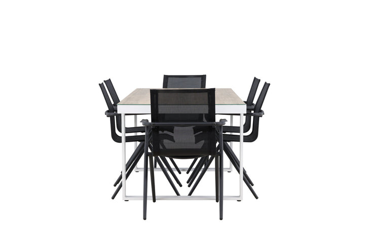 Venture Home Merlo Dining Table - White/Whitewash +Alina Dining Chair - Black Alu / Black Textilene _6