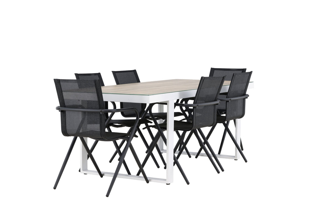 Venture Home Merlo Dining Table - White/Whitewash +Alina Dining Chair - Black Alu / Black Textilene _6