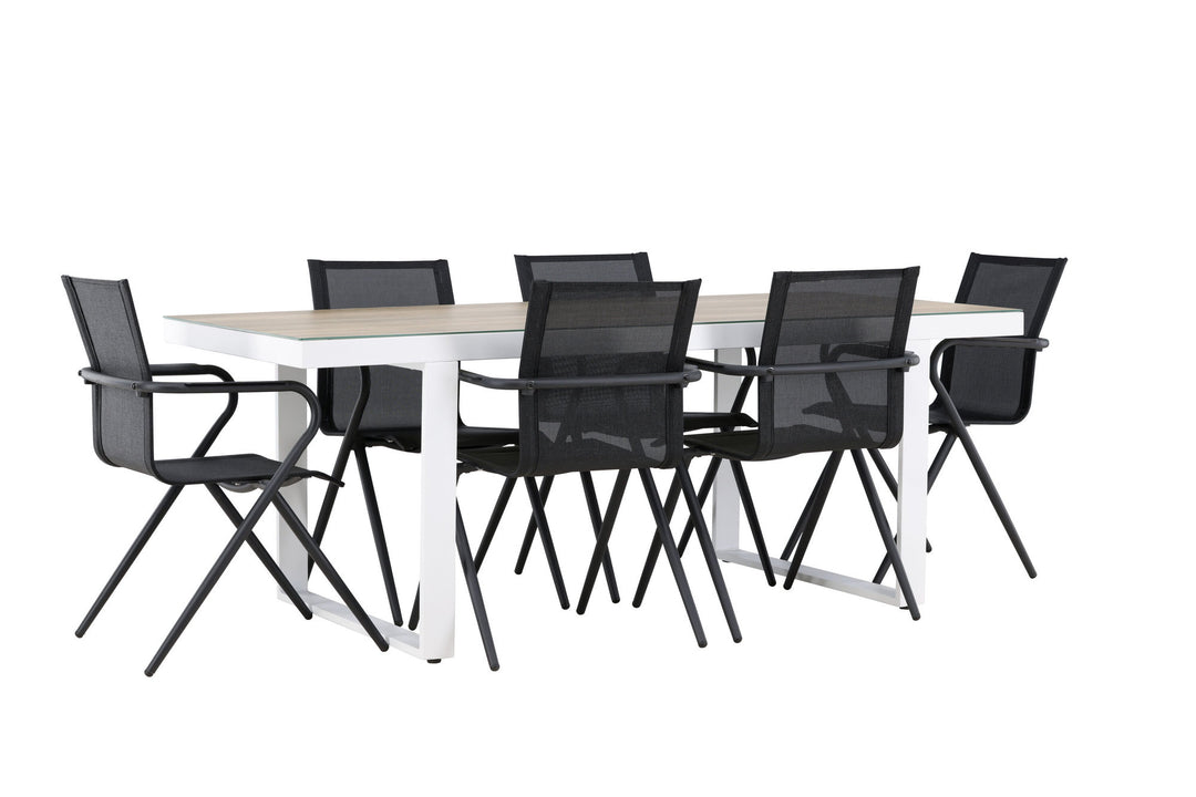 Venture Home Merlo Dining Table - White/Whitewash +Alina Dining Chair - Black Alu / Black Textilene _6