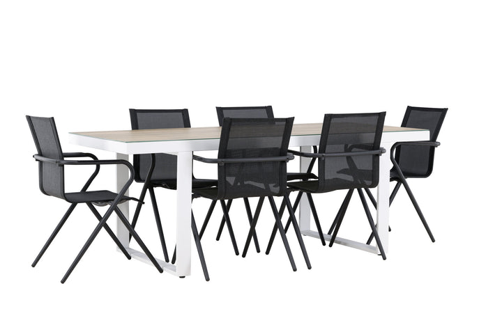 Venture Home Merlo Dining Table - White/Whitewash +Alina Dining Chair - Black Alu / Black Textilene _6