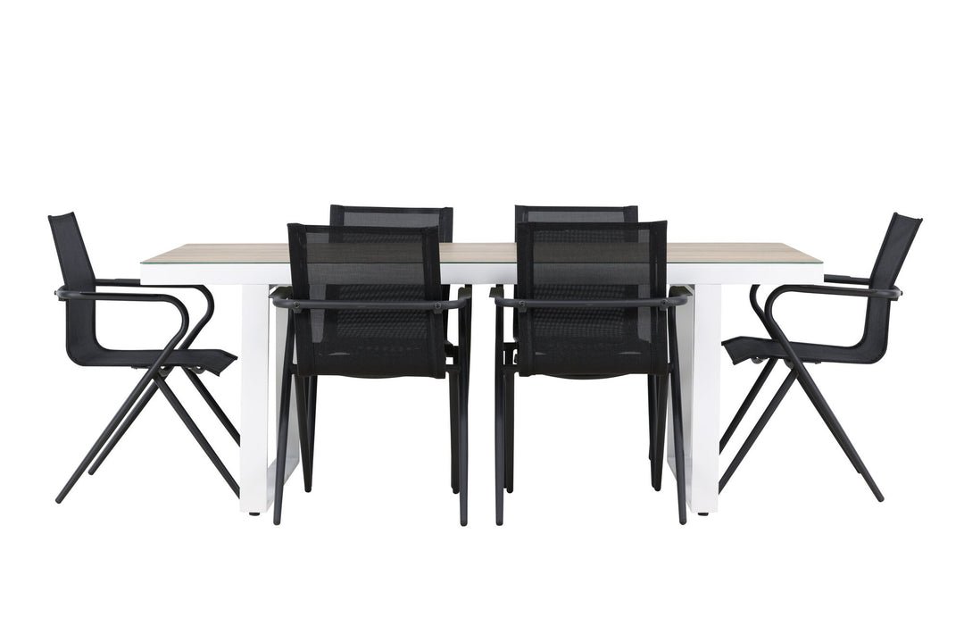 Venture Home Merlo Dining Table - White/Whitewash +Alina Dining Chair - Black Alu / Black Textilene _6