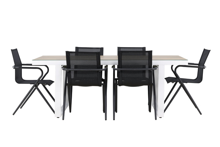 Venture Home Merlo Dining Table - White/Whitewash +Alina Dining Chair - Black Alu / Black Textilene _6