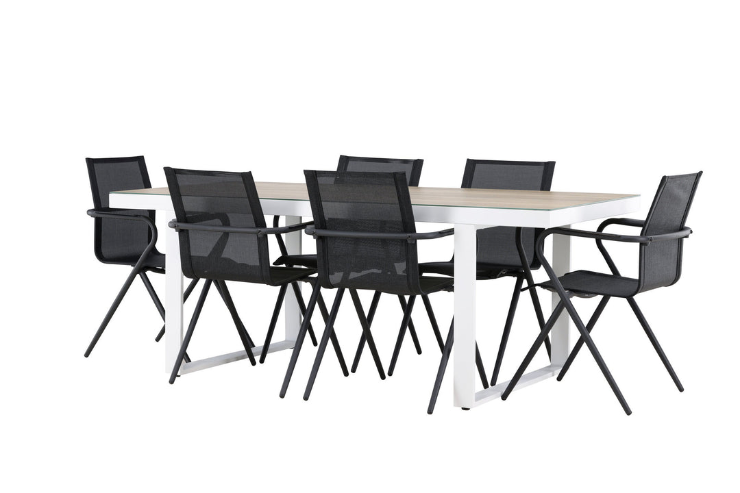 Venture Home Merlo Dining Table - White/Whitewash +Alina Dining Chair - Black Alu / Black Textilene _6