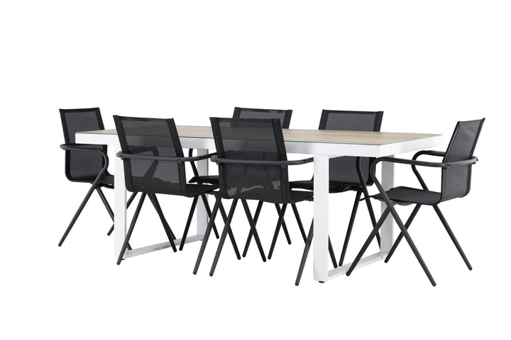 Venture Home Merlo Dining Table - White/Whitewash +Alina Dining Chair - Black Alu / Black Textilene _6