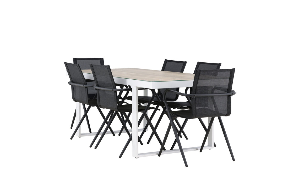 Venture Home Merlo Dining Table - White/Whitewash +Alina Dining Chair - Black Alu / Black Textilene _6