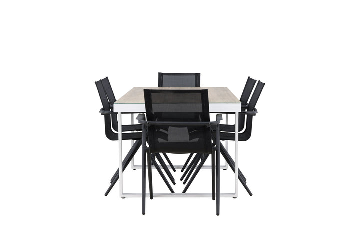 Venture Home Merlo Dining Table - White/Whitewash +Alina Dining Chair - Black Alu / Black Textilene _6