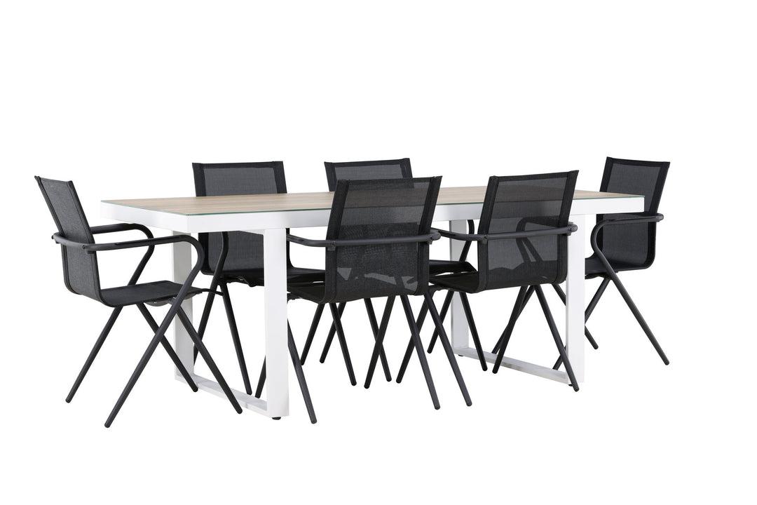 Venture Home Merlo Dining Table - White/Whitewash +Alina Dining Chair - Black Alu / Black Textilene _6