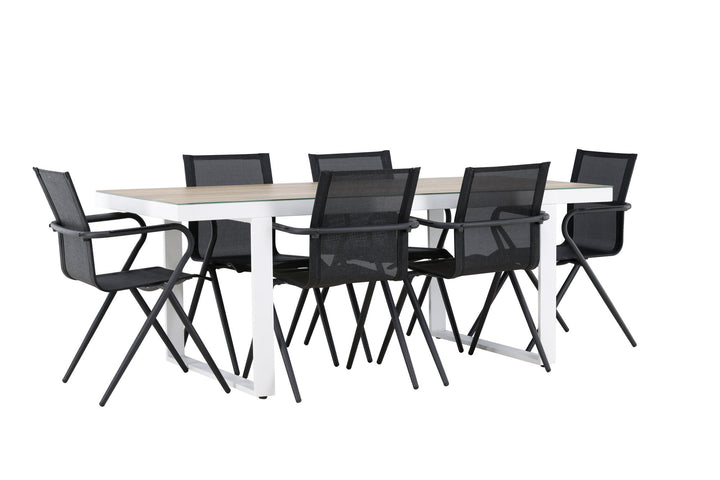 Venture Home Merlo Dining Table - White/Whitewash +Alina Dining Chair - Black Alu / Black Textilene _6