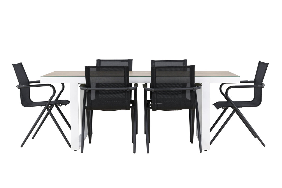 Venture Home Merlo Dining Table - White/Whitewash +Alina Dining Chair - Black Alu / Black Textilene _6