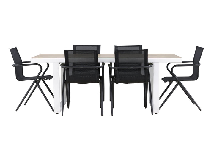 Venture Home Merlo Dining Table - White/Whitewash +Alina Dining Chair - Black Alu / Black Textilene _6