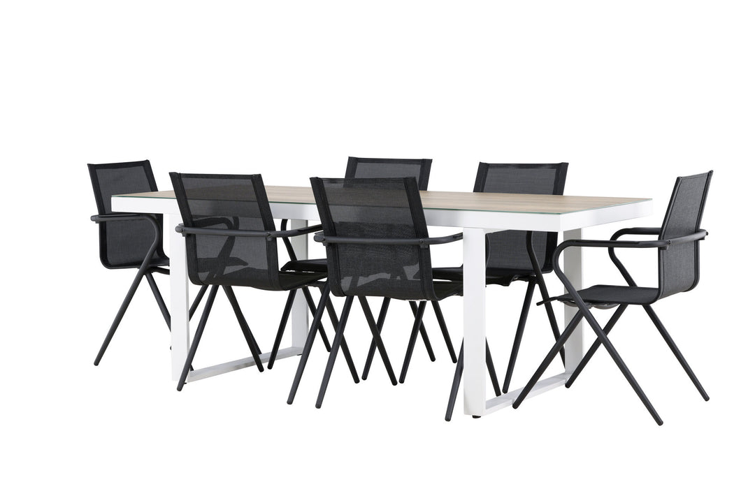 Venture Home Merlo Dining Table - White/Whitewash +Alina Dining Chair - Black Alu / Black Textilene _6