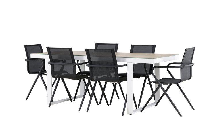 Venture Home Merlo Dining Table - White/Whitewash +Alina Dining Chair - Black Alu / Black Textilene _6