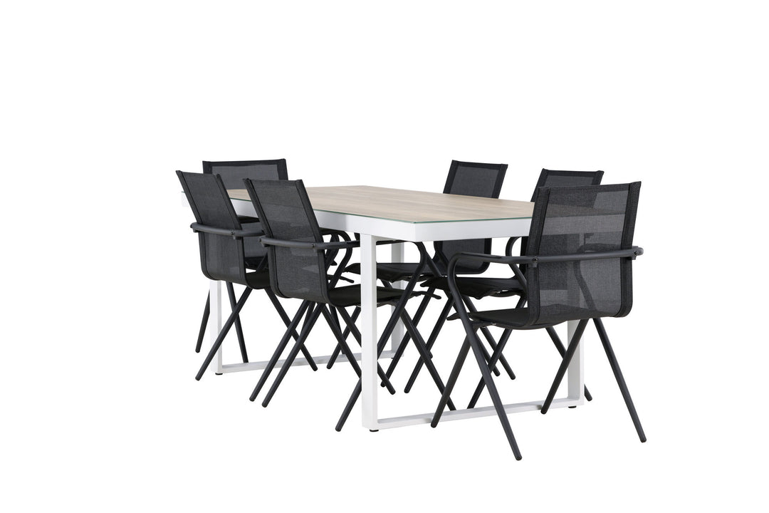 Venture Home Merlo Dining Table - White/Whitewash +Alina Dining Chair - Black Alu / Black Textilene _6