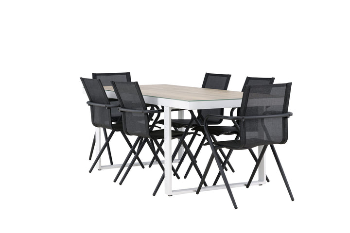 Venture Home Merlo Dining Table - White/Whitewash +Alina Dining Chair - Black Alu / Black Textilene _6