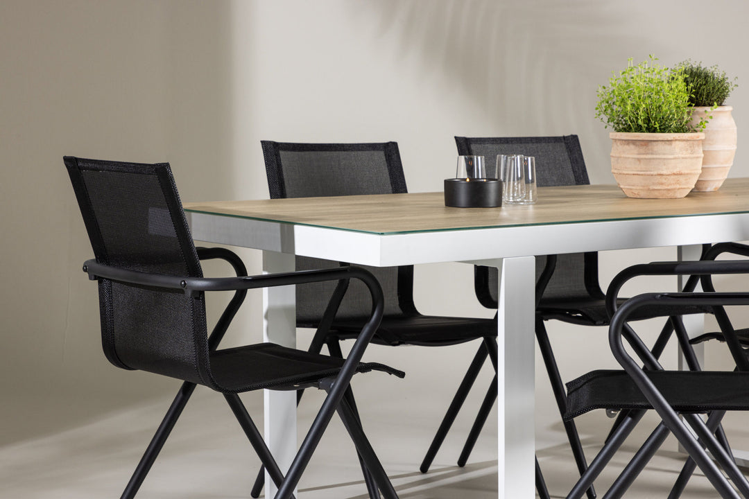 Venture Home Merlo Dining Table - White/Whitewash +Alina Dining Chair - Black Alu / Black Textilene _6