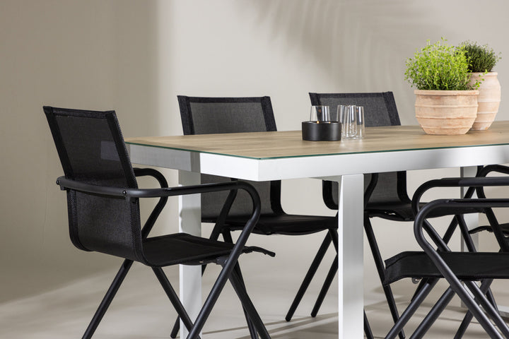 Venture Home Merlo Dining Table - White/Whitewash +Alina Dining Chair - Black Alu / Black Textilene _6