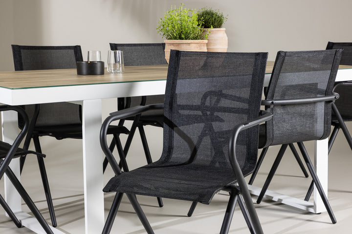 Venture Home Merlo Dining Table - White/Whitewash +Alina Dining Chair - Black Alu / Black Textilene _6