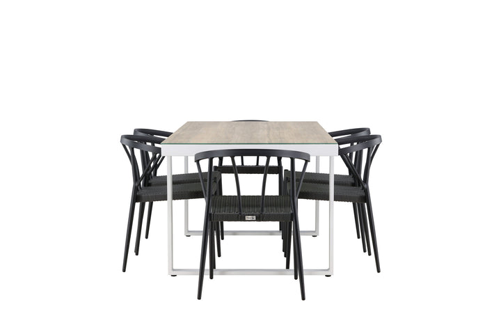 Venture Home Merlo Dining Table - White/Whitewash +Stina - Dining Chair- Black - Alu/wicker - NEED Higher Seat hegiht! _6