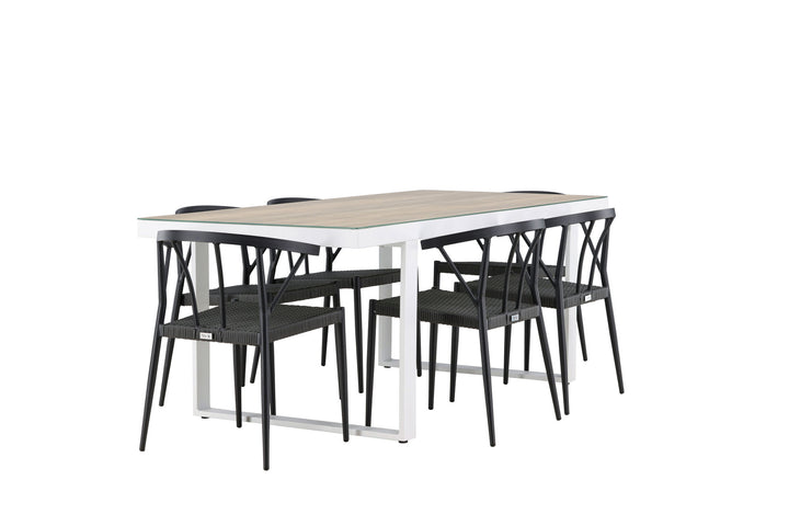 Venture Home Merlo Dining Table - White/Whitewash +Stina - Dining Chair- Black - Alu/wicker - NEED Higher Seat hegiht! _6