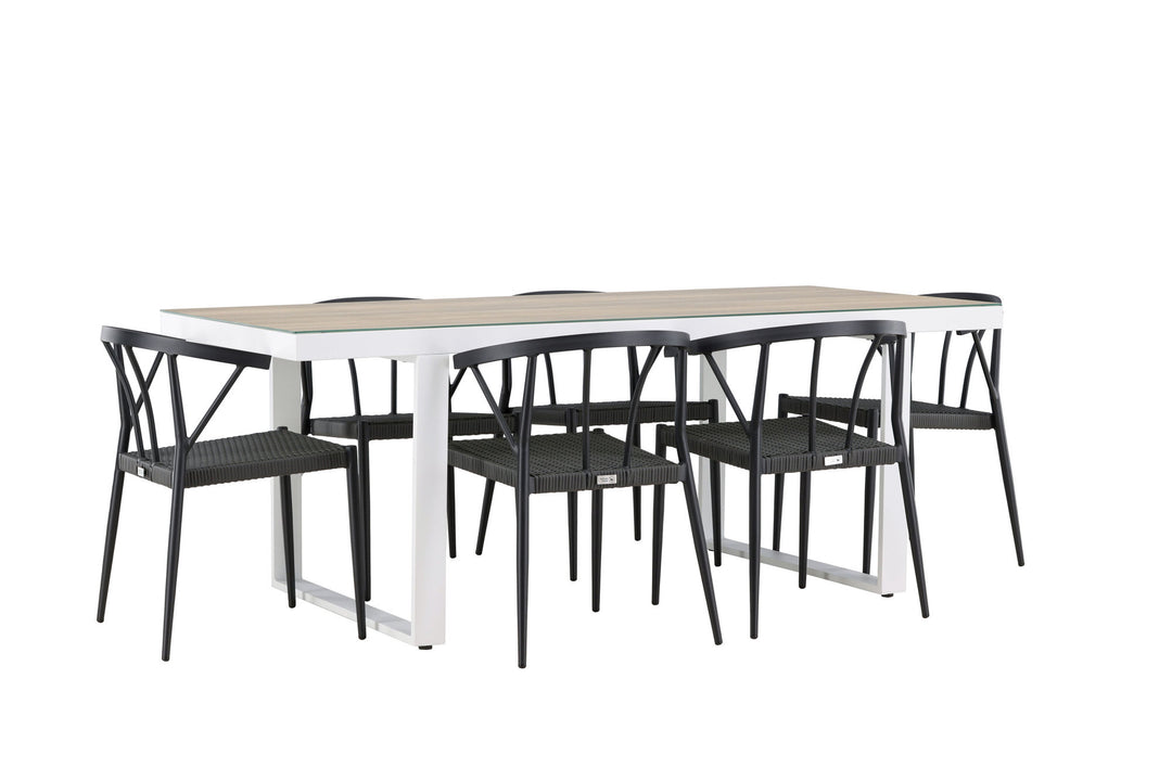 Venture Home Merlo Dining Table - White/Whitewash +Stina - Dining Chair- Black - Alu/wicker - NEED Higher Seat hegiht! _6
