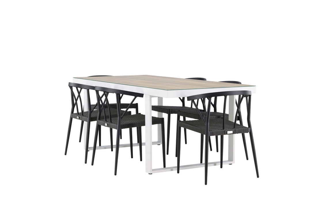 Venture Home Merlo Dining Table - White/Whitewash +Stina - Dining Chair- Black - Alu/wicker - NEED Higher Seat hegiht! _6