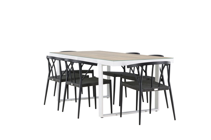 Venture Home Merlo Dining Table - White/Whitewash +Stina - Dining Chair- Black - Alu/wicker - NEED Higher Seat hegiht! _6