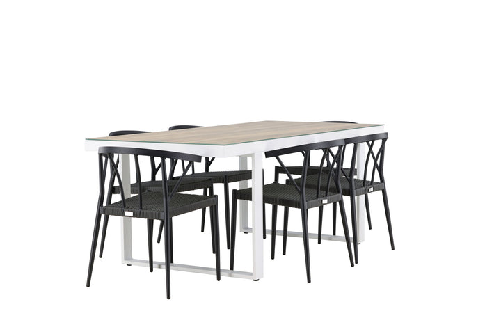 Venture Home Merlo Dining Table - White/Whitewash +Stina - Dining Chair- Black - Alu/wicker - NEED Higher Seat hegiht! _6