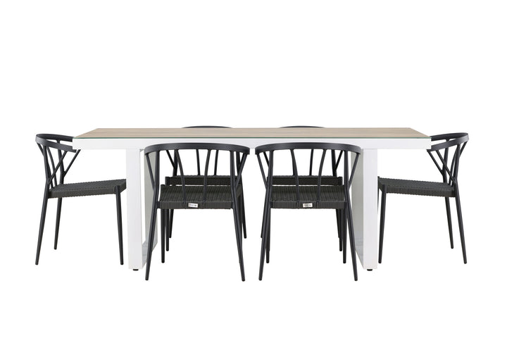 Venture Home Merlo Dining Table - White/Whitewash +Stina - Dining Chair- Black - Alu/wicker - NEED Higher Seat hegiht! _6