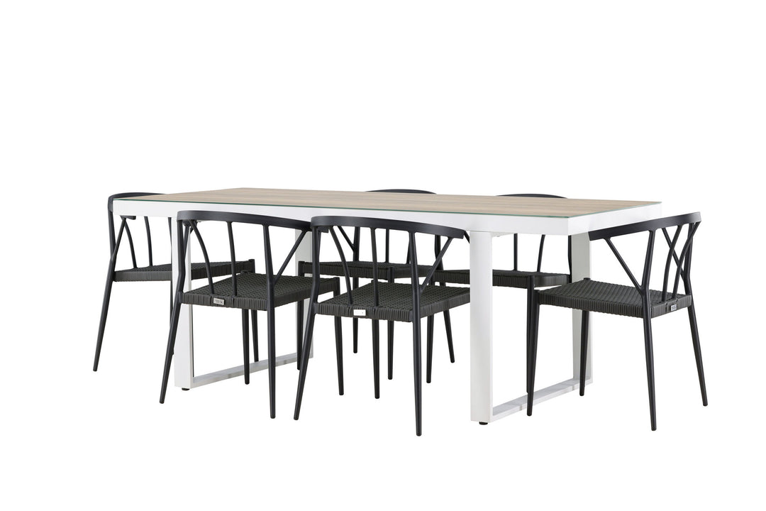 Venture Home Merlo Dining Table - White/Whitewash +Stina - Dining Chair- Black - Alu/wicker - NEED Higher Seat hegiht! _6