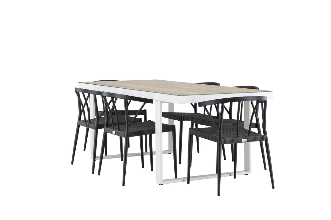 Venture Home Merlo Dining Table - White/Whitewash +Stina - Dining Chair- Black - Alu/wicker - NEED Higher Seat hegiht! _6