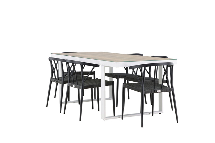 Venture Home Merlo Dining Table - White/Whitewash +Stina - Dining Chair- Black - Alu/wicker - NEED Higher Seat hegiht! _6