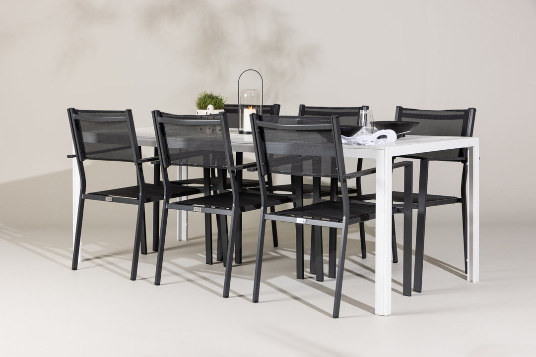 Venture Home Break Dining Table  - White / White Aintwood +Copacabana Stacking Chair - Black/Black - Ersätter 4131-408 _6