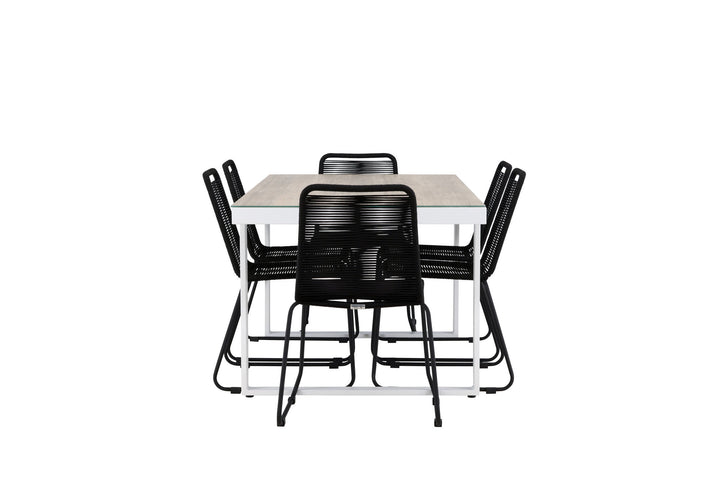 Venture Home Merlo Dining Table - White/Whitewash +Lindos Stacking Chair - Black Alu / Black Rope _6