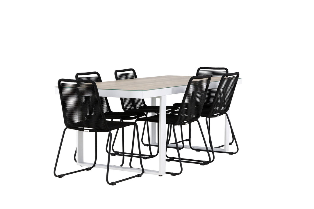 Venture Home Merlo Dining Table - White/Whitewash +Lindos Stacking Chair - Black Alu / Black Rope _6