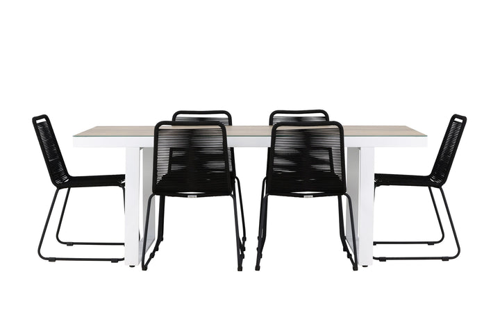 Venture Home Merlo Dining Table - White/Whitewash +Lindos Stacking Chair - Black Alu / Black Rope _6