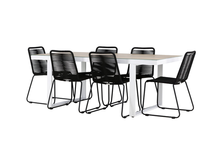 Venture Home Merlo Dining Table - White/Whitewash +Lindos Stacking Chair - Black Alu / Black Rope _6