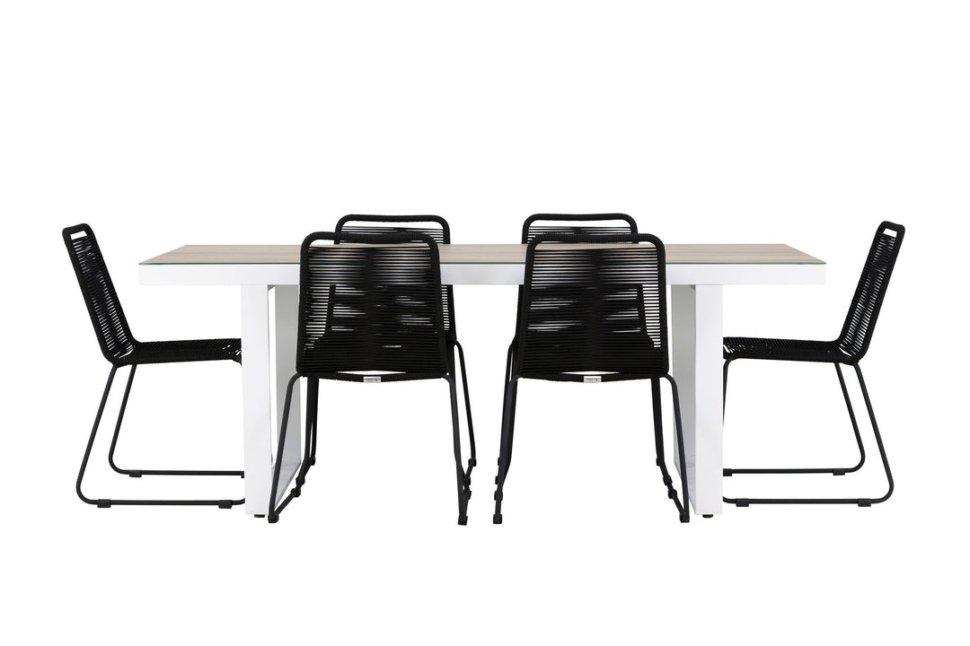 Venture Home Merlo Dining Table - White/Whitewash +Lindos Stacking Chair - Black Alu / Black Rope _6