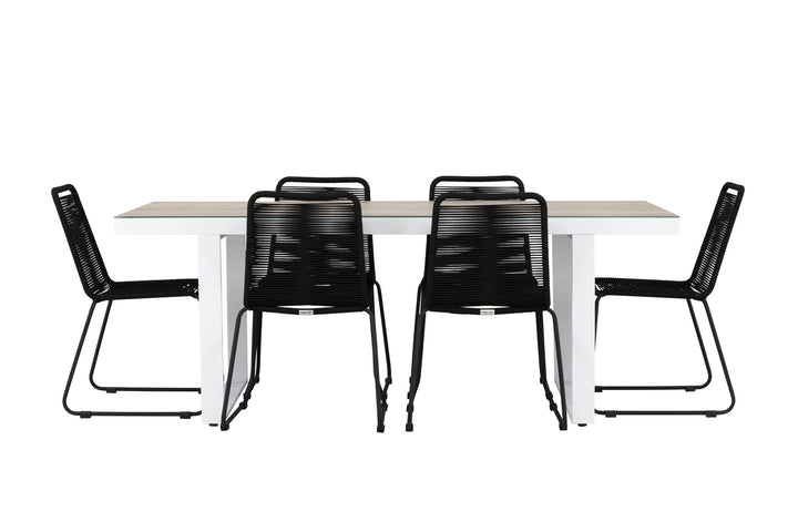 Venture Home Merlo Dining Table - White/Whitewash +Lindos Stacking Chair - Black Alu / Black Rope _6