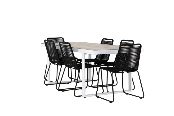 Venture Home Merlo Dining Table - White/Whitewash +Lindos Stacking Chair - Black Alu / Black Rope _6