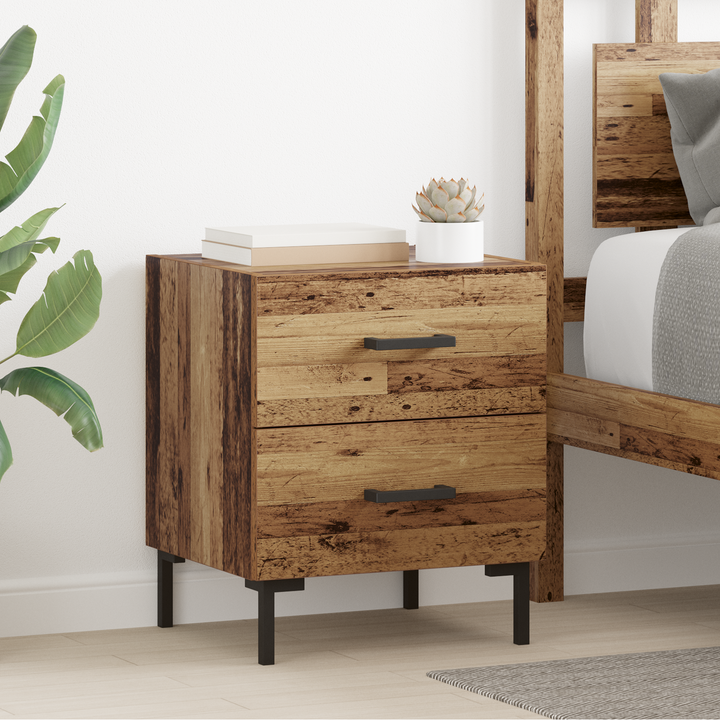 Natskab 2 pcs Gammelt træ 40 x 35 x 47,5 cm Konstrueret træ
