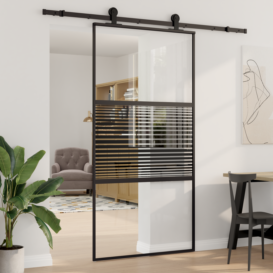 Glasdør Stribet Sort 102,5 x 2 x 205 cm Aluminium
