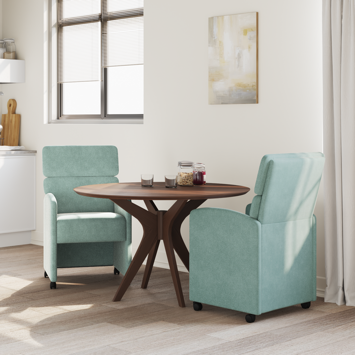 Spisebordsstole med hjul 2 pcs havgrøn 58 x 65 x 98 cm Fløjl