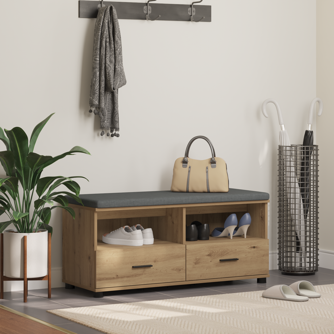 Hallbænk Artisan Eg 100 x 38 x 46 cm Kunstigt træ og stof