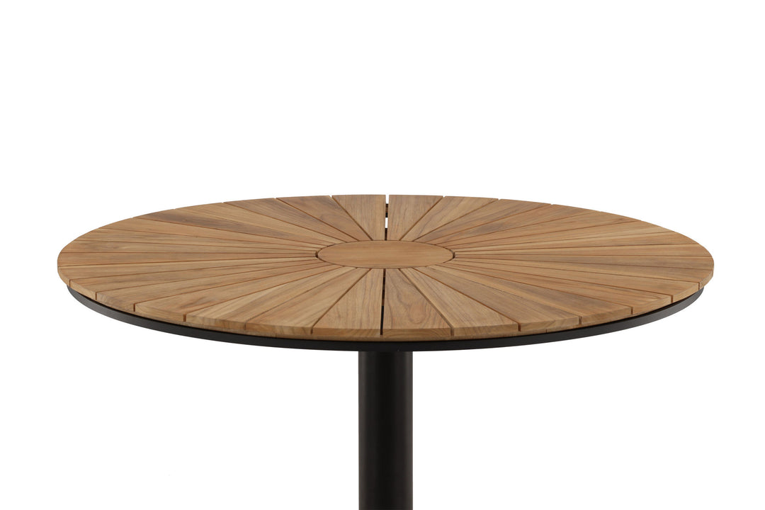 Venture Home Croft Diningtable Aluminium - Black / Teak Round ø120**