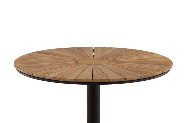 Venture Home Croft Diningtable Aluminium - Black / Teak Round ø120**